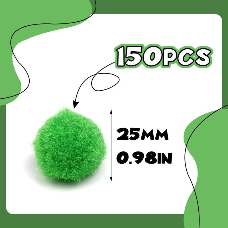 MORFEN 150 Pieces Pom Poms, 1 Inch Green Craft Pom Poms, Easter Decorations Fuzzy Pompom Puff Balls, Small Pom Pom Balls for DIY Arts Crafts Projects, Home Decorations - Image 2